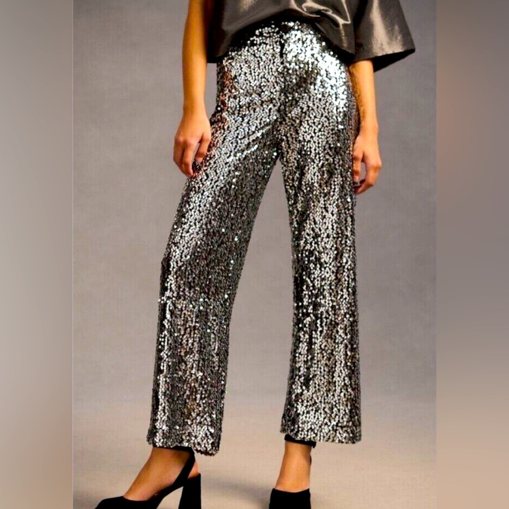 Anthropologie Maeve Colette Sequin Crop Pants Size 27